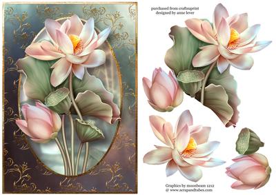 Beautiful Lotus Flowers with Decoupage