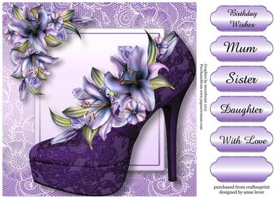 Stunning Shoes Lacey Square - the Monaco - Purple Lilies