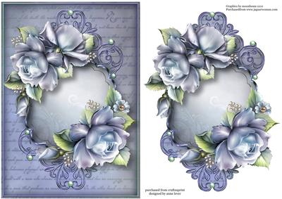 Beautiful Blue Roses & Script Frame + Extra Plaque