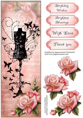 Large Dl Pink Roses Silhouette Mannequin