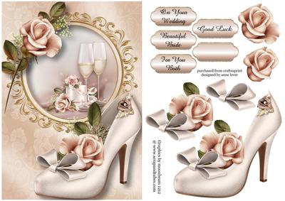 Elegant Wedding Shoe with Roses & Champagne