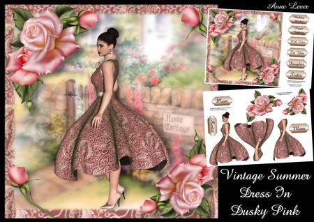 Vintage Summer Dress in Dusky Rose