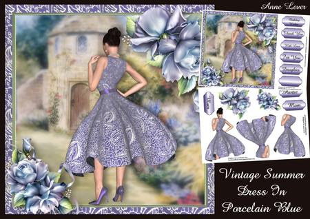 Vintage Summer Dress in Porcelain Blue