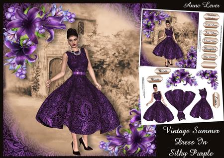Vintage Summer Dress in Silky Purple
