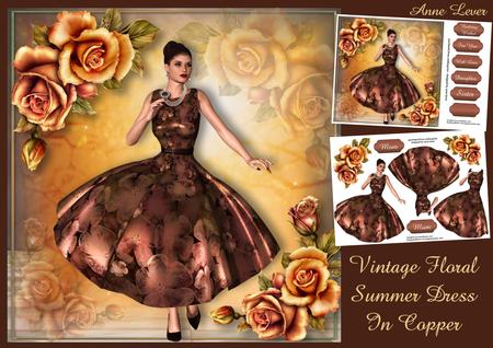 Vintage Floral Summer Dress in Copper