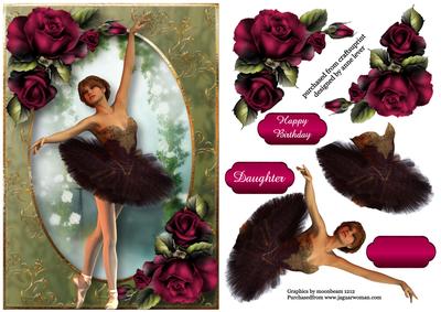 Beautiful Ballet Dancer with Purple Roses