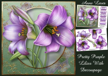Pretty Purple Lilies with Decoupage