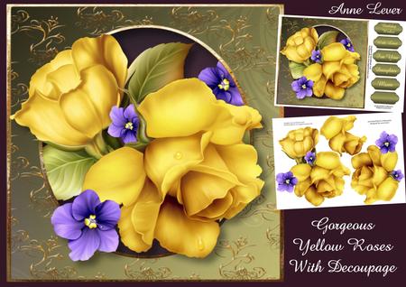 Gorgeous Yellow Roses with Decoupage