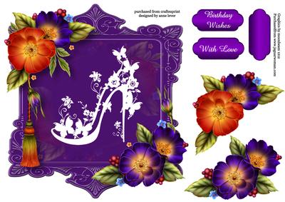 Wild Roses & White Silhouette, Shaped Topper