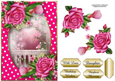Pretty Pink Roses and Dotty Frame