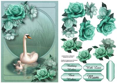 Blue Swan Song with Decoupage