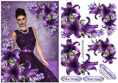 Vintage Beauty with Deep Purple Lilies