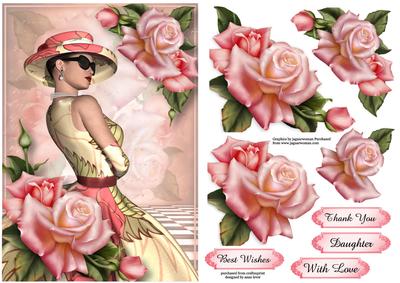 Vintage Beauty with Pink Edwardian Roses