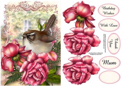 Glory Roses & Wren with Decoupage
