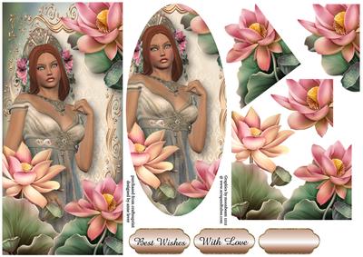 Lady of the Lotus - Dl + Plaque + Decoupage