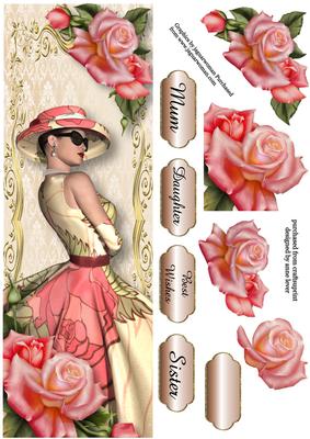 Large Dl Race Day Chic & Pink Roses