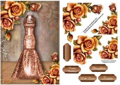 Copper Satin Dress & Copper Roses