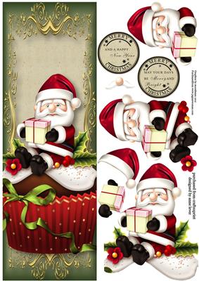 Large Dl Santa Christmas Cupcake
