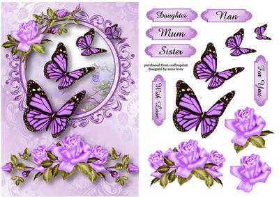 Gorgeous Lilac Roses & Butterflies