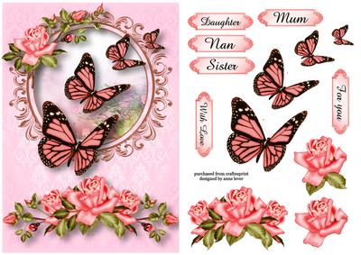 Beautiful Pink Roses & Butterflies