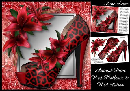 Animal Print Red Shoe & Lilies Lacey Square