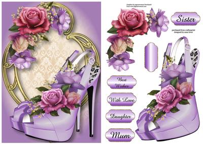 Beautiful Belle Roses Slingbacks on Golden Frame