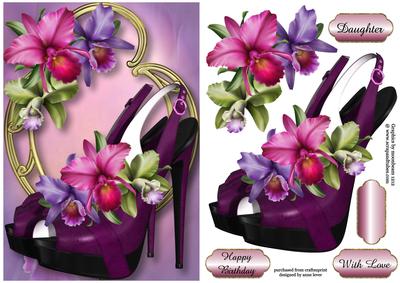 Gorgeous Orchid Slingbacks on Golden Frame