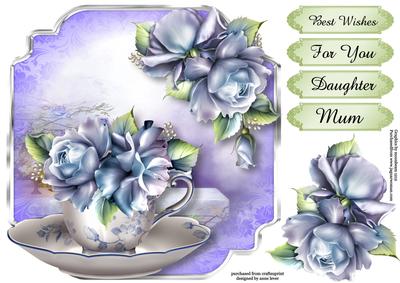 Teacup, Saucer & Porcelain Roses - Shaped Topper