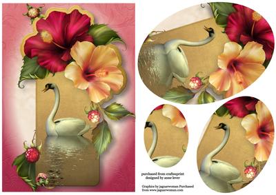 Hibiscus Flowers Swan Reflection Oval Pyramid