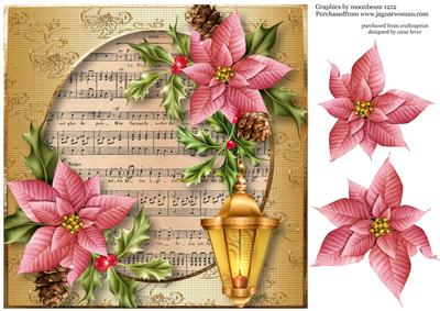 Pink Poinsettia Christmas Lantern & Sheet Music