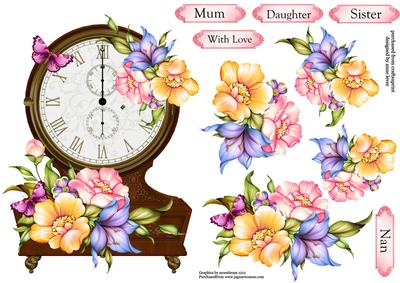 Fabulous Floral Clock Shaped Topper