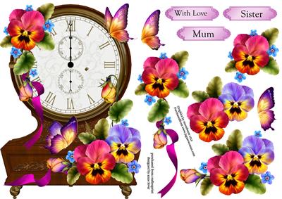 Fabulous Floral Clock Shaped Topper - Pansies