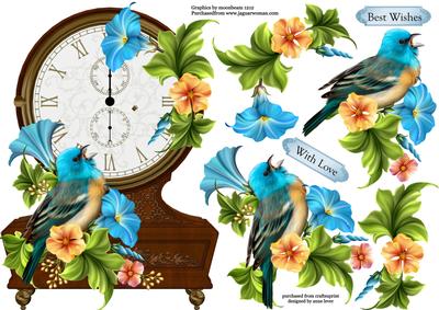 Fabulous Floral Clock Shaped Topper - Bluebird