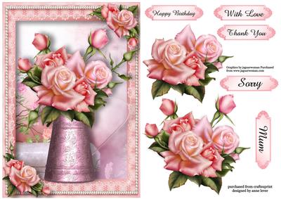Pretty Pink Roses Water Jug