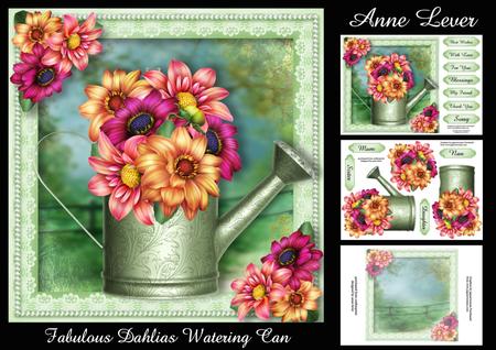 Fabulous Dahlias Vintage Watering Can