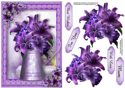 Deep Purple Lilies Water Jug