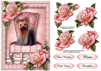Pretty Pink Roses & Yorkie