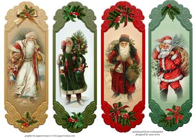 4 Traditional Santa Toppers / Bookmarks