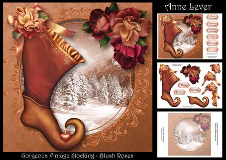 Gorgeous Vintage Stocking - Beautiful Blush Roses