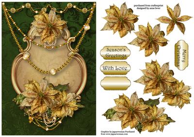 Golden Poinsettias Christmas - Green