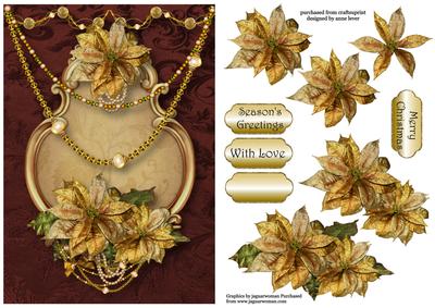 Golden Poinsettias Christmas - Burgandy