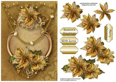 Golden Poinsettias Christmas - Dark Gold