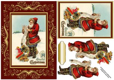 Beautifully Framed Vintage Santa with List