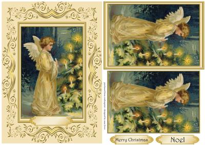 Beautifully Framed Vintage Christmas Angel & Tree