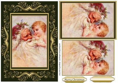 Beautifully Framed Vintage Santa with Cherub.