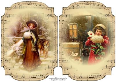 2 Shaped Sheet Music Christmas Toppers - Ladies