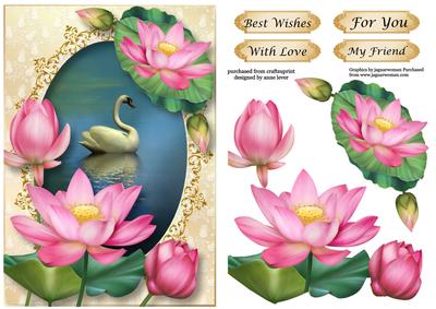 Pretty Pink Lotus Flowers & Swan