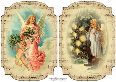 2 Shaped Sheet Music Christmas Toppers - Angels