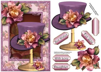 Purple Sunset Roses Hat & Stand