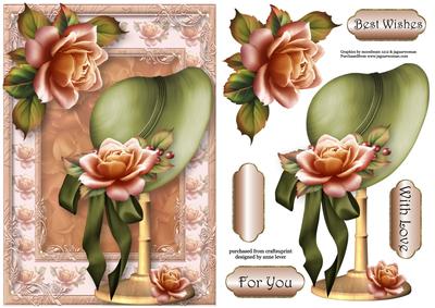 Pretty Pastel Sunset Roses Hat & Stand
